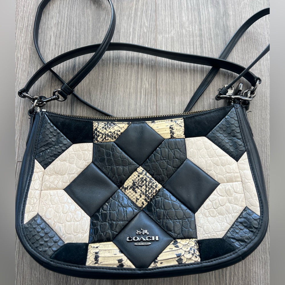 Coach Black and Tan Patchwork Shoulder Bag